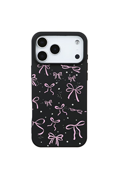 Casen iPhone 17 Pro Max Siyah Ribbon Stars Kamera Korumalı Premium Renkli Sil...
