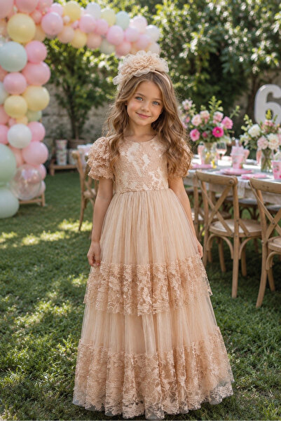 Mialora Girls' Evening Dress with Buckle Accessories, Princess Dress, Birthda...