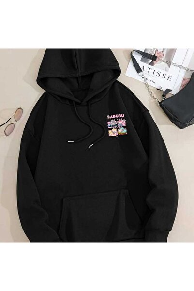 classy moda سويت شيرت بقلنسوة مطبوع عليه رسومات أمامية للجنسين مع جيب كنغر، م...