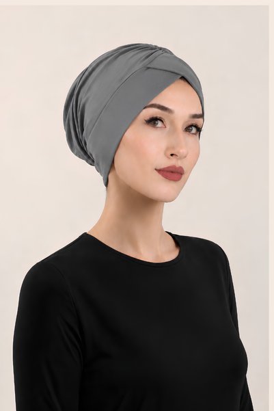 Jusmart Gray Double-Sided Sandy Hijab Cap |   Sea Pool Compatible Practical Cap |   Non-Slip, Anti-Sweat, Ready-To-Use Cap |   Double-Way Hijab Bonnet