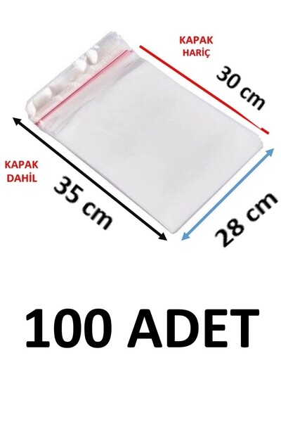 MTKardeşler 100 قطعة 28x30+5 سم أكياس لاصقة شفافة من مادة OPP