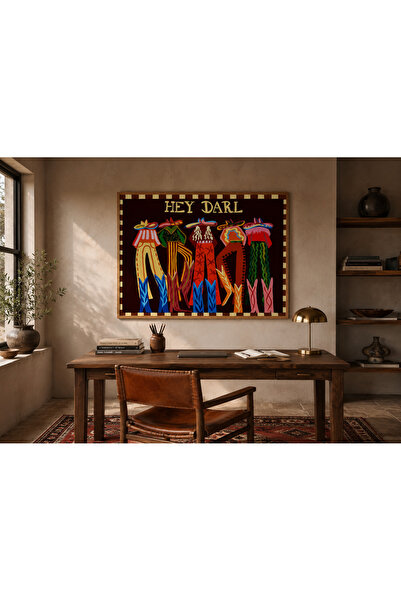 Boho wellness studio – Hey Darlin Western Cowgirl Ahşap Çerçeveli Poster Tablo