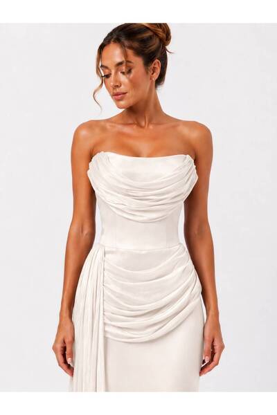 Luna Bride Drape Detaylı Elbise