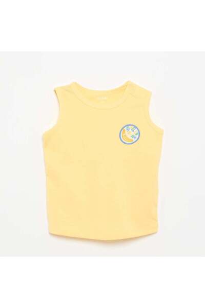 KIABI Tank Top with Chest Patch YELLOW