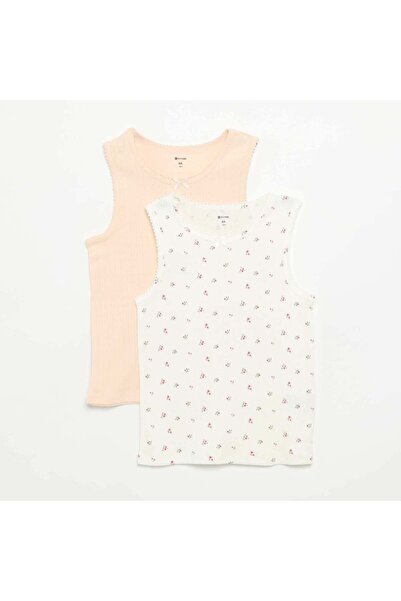 KIABI Pack of 2 pointelle knit tank tops BEIGE