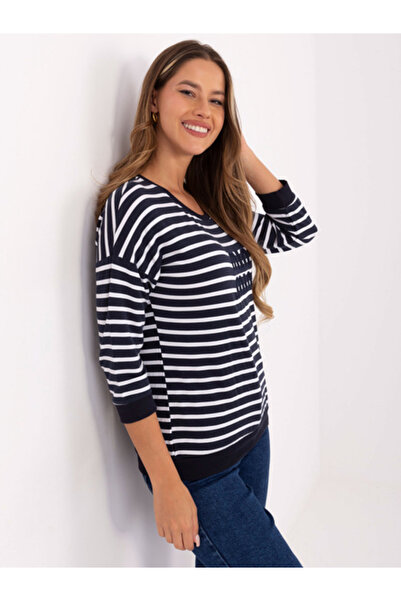 Relevance Bluza Dama Maneca lunga, Dungi, RELEVANCE, Bleumarin Eleganta Offic...