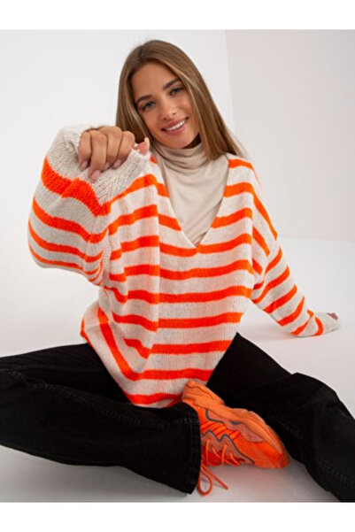 Och Bella Pulover Dama, Och Bella, Acril, Maneca lunga, Portocaliu, model TW-...