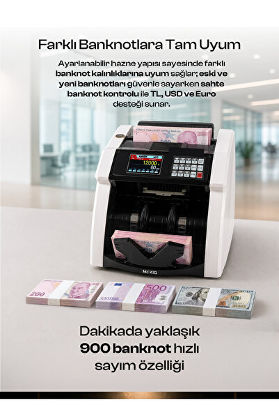 MKIO Para Sayma Makinesi - TL ve EURO Karışık Para Sayma ve Dolar Adetli Saym...