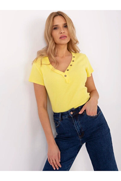 Italy Moda Bluza Dama, ITALY MODA, Bumbac, Maneca scurta, Galben, model DHJ-B...