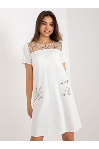 LAKERTA Rochie Dama Mini, Rochie dreapta, LAKERTA, Ecru de Sarbatori