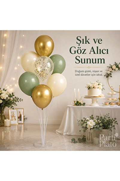 era balon 7’li Balon Standı Seti 70 cm, Masaüstü Balon Tutucu Çubuk Aparatı, ...
