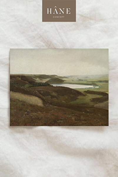 Hane Concept Vintage Tepelik Lake Scenery Poster, Wide Valley Pastoral Decor