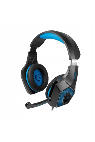 VERTUX Căști Over-Ear 40mm Denali Albastre 3,5mm + USB RGB LED pentru jocuri