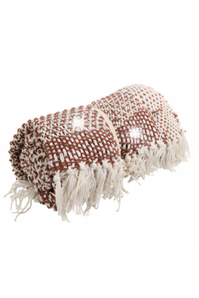 Home Styling Collection Pătură pentru canapea și pat, din bumbac, maro, cu fr...