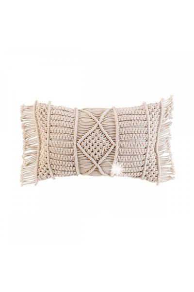Douceur D'INTERIEUR Pernă decorativă bej boho din macrame de bumbac 30x50 mac...
