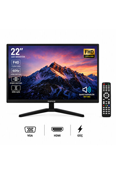 MN6 IRN-Q22WS 22 İnç Full HD 60Hz Çok Amaçlı LED Monitör, HDMI, VGA, RCA AV v...