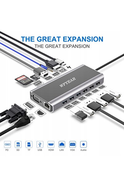 NO BRAND Hub 15 în 1, adaptor multiport USB C