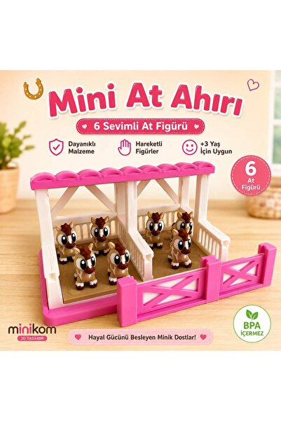 MİNİKOM`S Hareketli Midilli Çiftliği Oyun Seti | 6`lı