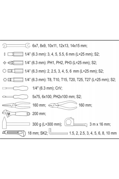 yato Set de scule YT-39280, geantă tip husă, 44 piese.
