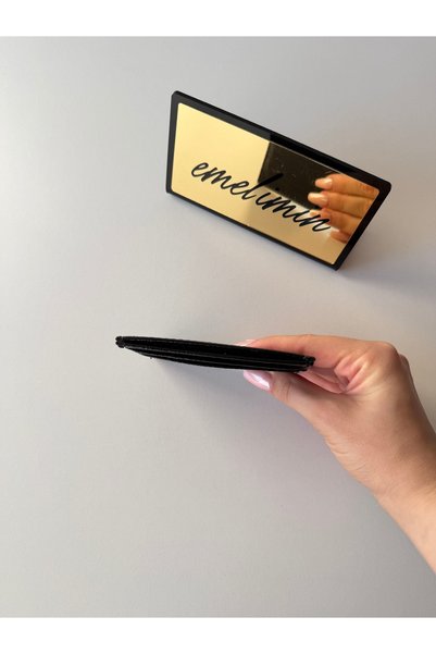 emelimin Women's Shiny Black Card Holder Wallet Slim Design Multi-Compartment Mini Card Holder