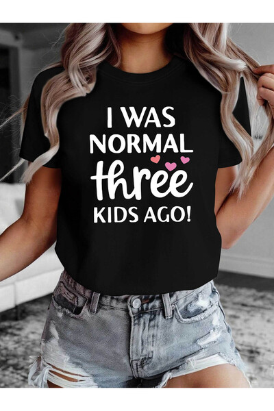 01THEONE تي شيرت نسائي بطبعة "I WAS NORMAL THREE AGO" - قميص بقصة قصيرة الأكم...