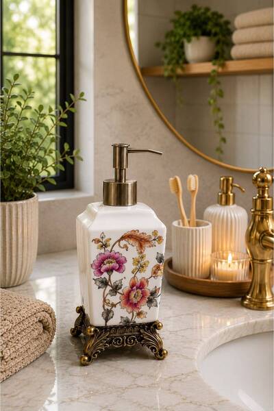 Bayev Nrv03 Ceramic Liquid Soap Dispenser, Detergent Dispenser - Countertop O...