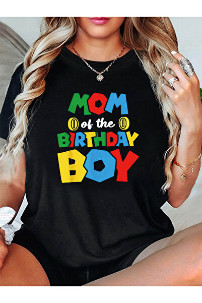 NOURAM تي شيرت مطبوع عليه Mom of The Birthday، قميص كاجوال بأكمام قصيرة وياقة...