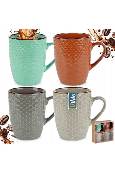 Vilde 4x Căni colorate pentru băut cafea, ceai, plante aromatice, set de căni...