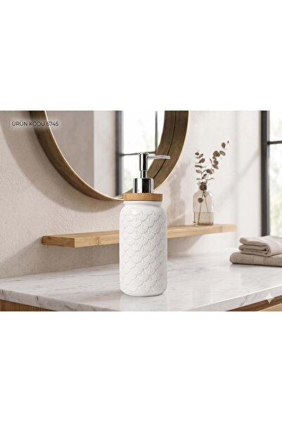 ÇİFTÇİ Konak Alişveri̇ş Jb6745 -Liquid Soap Dispenser Bamboo Porcelain