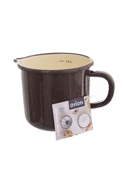 Orion Cană emailată cu gradații de măsurare 1.2L 12cm maro retro 113164