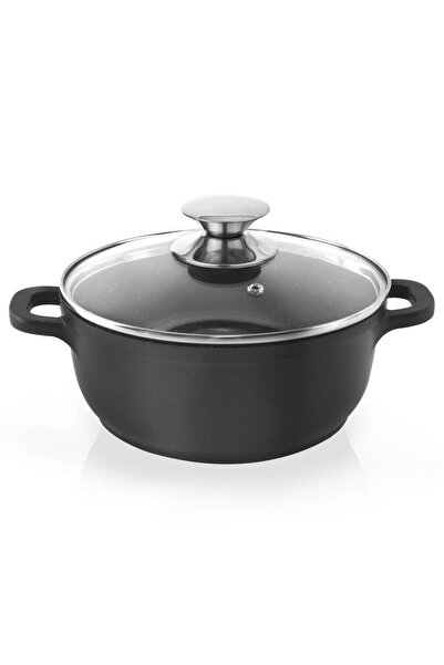 Orionis Oală de granit cu capac de sticlă GRANDE 24 cm 4 L