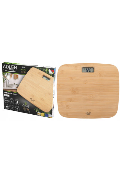 adler Cântar de baie electronic din bambus, cu afișaj digital, de precizie, p...