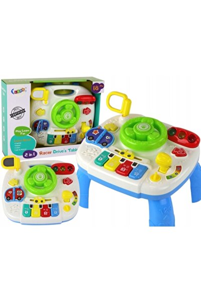 LeanToys Masă interactivă educativă 2 în 1 cu tablă pentru copii mici, cu volan