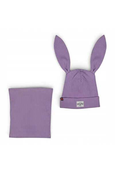 PANPAN BOYA Căciulă cu urechi + fular cu dungi, set pentru copii 2-7 ani, pri...