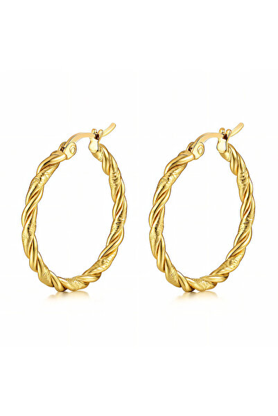 OEM Twisted Harmony gold earrings, made of stainless steel, with geometric, 1...