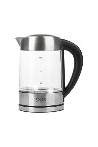 adler Fierbător electric fără fir din sticlă 1,7L LCD 2200W cu reglare a temp...