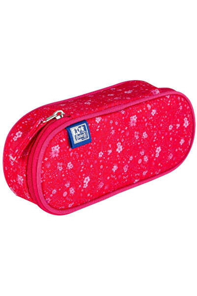 Oxford Penar Floral, tip etui oval, 1 clapa, culoare roz inchis