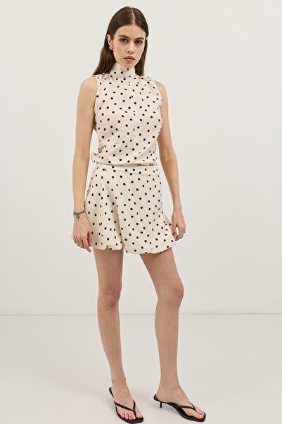 Antioch Ecru Polka Dot Mini Skirt