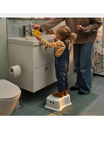 IKEA Forsıktıg çocuk basamağı beyaz-turkuaz 37x13 cm - Belir Store
