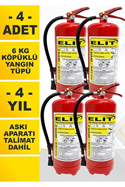 ELİT YANGIN VE GÜVENLİK SİSTEMLERİ Yangın Tüpü 6 Kg Köpüklü 4'lü Set Ruhsata ...