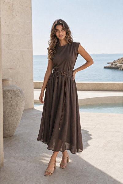 ABBRA Women's Padded and Garnished Skirt Lined Dress