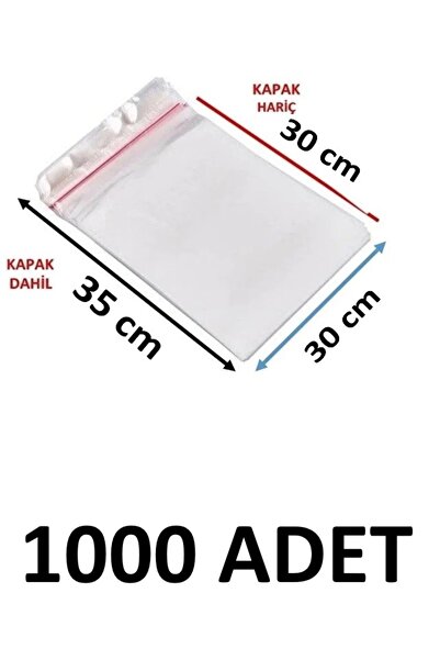 MTKardeşler 1000 Pieces 30 X 30+5 cm Adhesive Transparent Opp Bags Dowry Bags