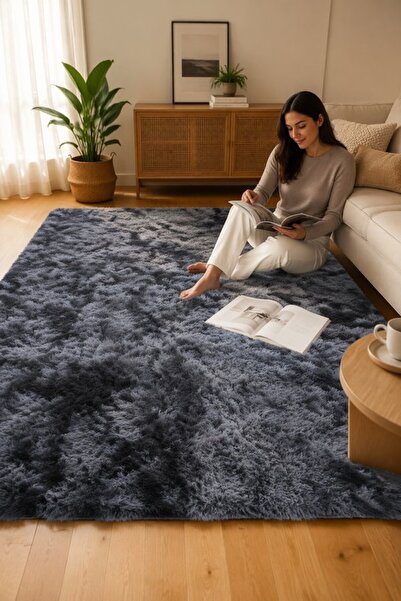 Generic 1 Faux Fur Non Slip Area Rug High Pile Plush Tie Dye Gradient Living ...