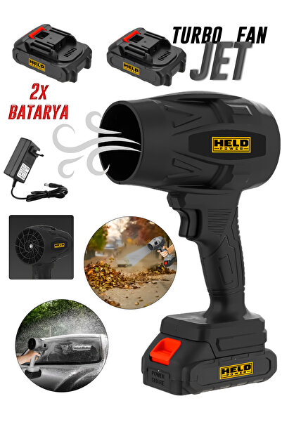 held power 21V 4.0 Ah Çift Bataryalı Turbo Jet Fan ve Akülü Yaprak / Toz Üfle...