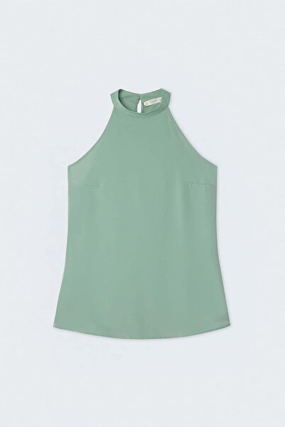Sateen Halter Neck Blouse - Mint