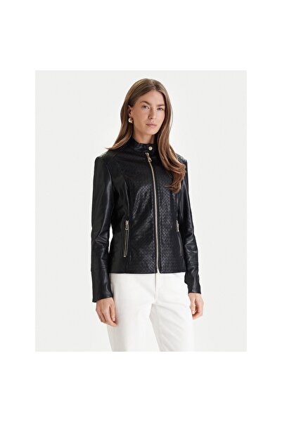 Guess Γυναικείο Μπουφάν Δερματίνη W6RL52WL850 Μαύρο