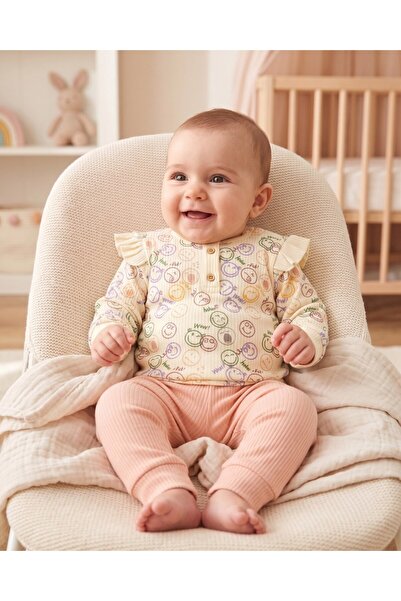 Ege Bebek 100% Cotton 0-3-6-9-12 Months Baby Girl Smile Detailed Thin Seasona...