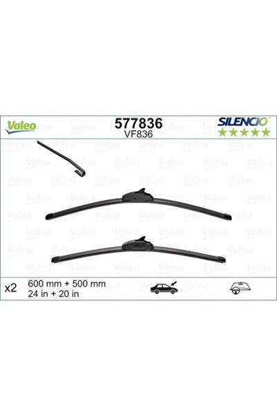 VALEO Silencio FlatBlade OE wiper blade Top Bottom Set 600/500 mm