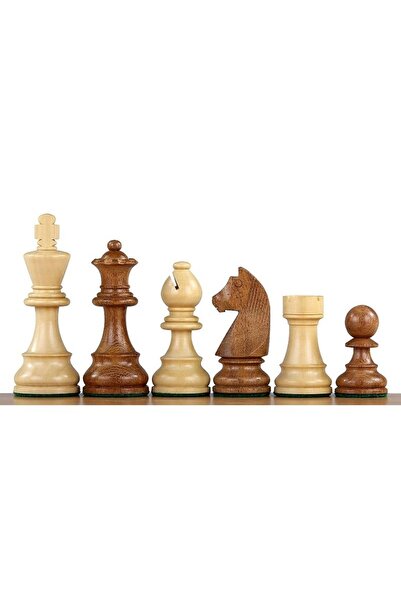 Sunrise Chess & Games Немски шахматни фигури от акация/чемшир, 4 инча