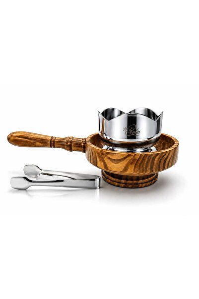 Radin Bakhoor Burner Steel With Wooden Handle And Safety Tong For Home And Of...